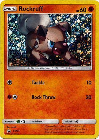 Fighting, Grass[×2], Holofoil, Promo, SM06, Sun & Moon: Black Star Promos Rockruff (SM06) (General Mills Promo) [Sun & Moon: Black Star Promos] - Trading Card World