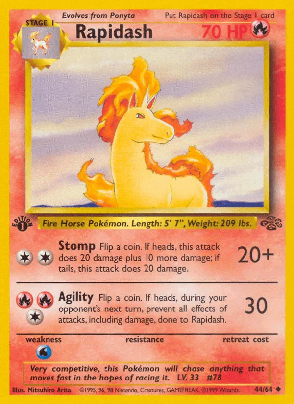 1st Edition Normal, 44, Fire, Jungle 1st Edition, Uncommon, Water[×2] Rapidash (44/64) [Jungle 1st Edition] - Trading Card World