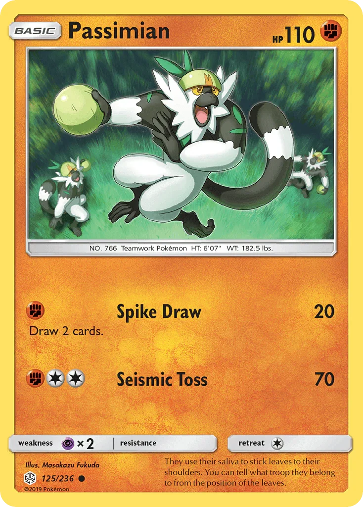 125, Common, Fighting, Normal, Psychic[×2], Reverse Holofoil, Sun & Moon: Cosmic Eclipse Passimian (125/236) [Sun & Moon: Cosmic Eclipse] - Trading Card World