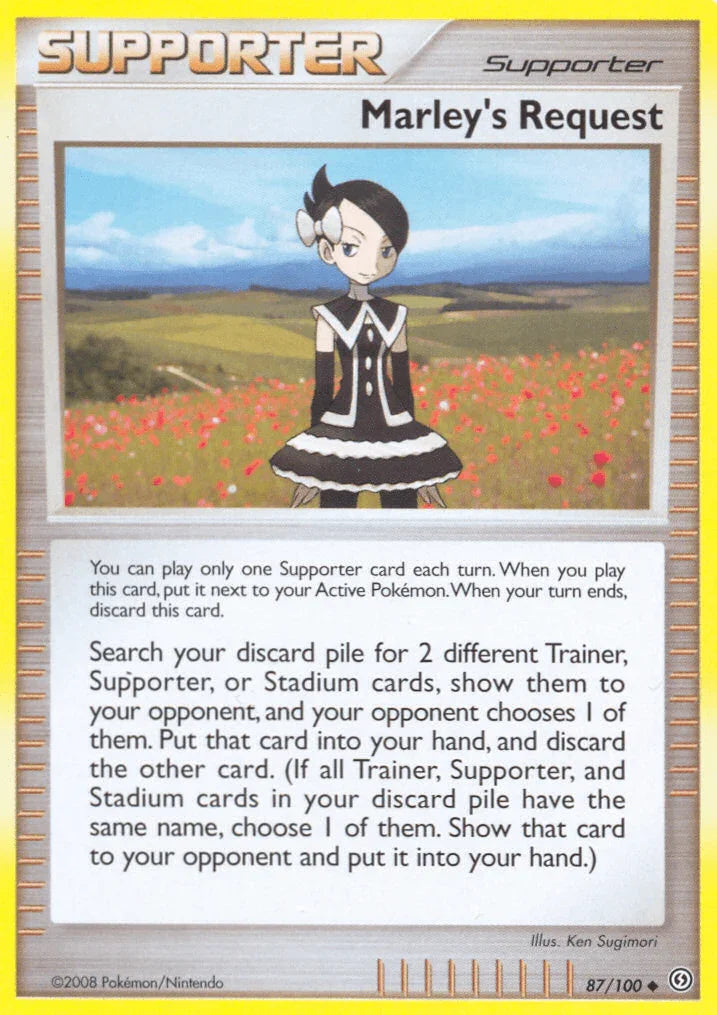 87, Diamond & Pearl: Stormfront, Normal, Reverse Holofoil, Supporter, Uncommon Marley's Request (87/100) [Diamond & Pearl: Stormfront] - Trading Card World
