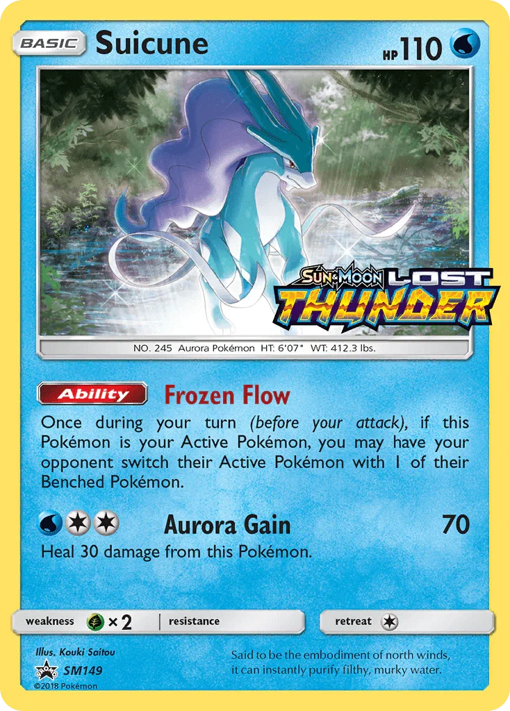 Black Star Promo, Grass[×2], Holofoil, SM149, Sun & Moon: Black Star Promos, Water Suicune (SM149) [Sun & Moon: Black Star Promos] - Trading Card World