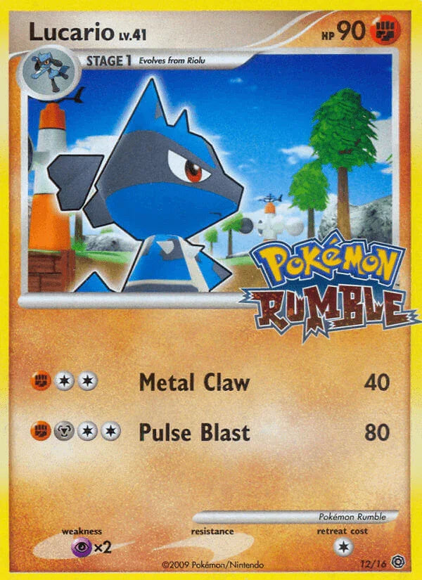 12, Fighting, Holofoil, Normal, Pokémon Rumble, Promo, Psychic[×2] Lucario (12/16) [Pokémon Rumble] - Trading Card World