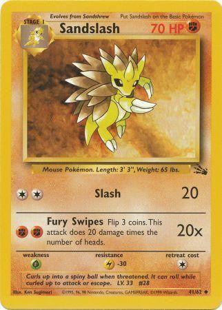 41, Fighting, Fossil Unlimited, Grass[×2], Lightning[-30], Normal, Uncommon Sandslash (41/62) [Fossil Unlimited] - Trading Card World