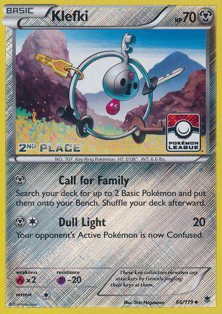 66, Fire[×2], Metal, Promo, Psychic[-20], Reverse Holofoil, XY: Phantom Forces Klefki (66/119) (League Promo 2nd Place) [XY: Phantom Forces] - Trading Card World