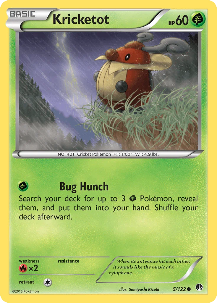 Common, Fire[×2], Grass, Normal, Reverse Holofoil, XY: BREAKpoint Kricketot (5/122) [XY: BREAKpoint] - Trading Card World