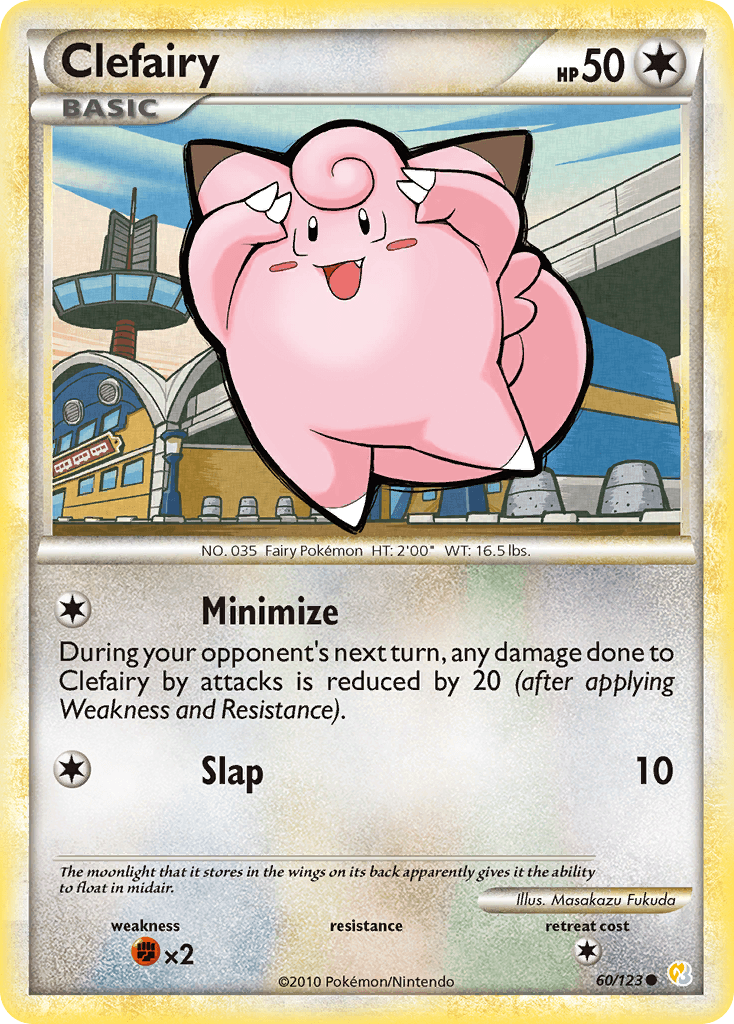 60, Colorless, Common, Fighting[×2], HeartGold & SoulSilver: Base Set, Normal, Reverse Holofoil Clefairy (60/123) [HeartGold & SoulSilver: Base Set] - Trading Card World