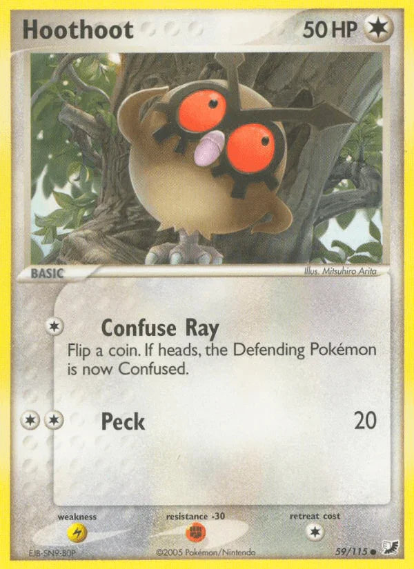 59, Colorless, Common, EX: Unseen Forces, Fighting[-30], Lightning[×2], Normal Hoothoot (59/115) [EX: Unseen Forces] - Trading Card World
