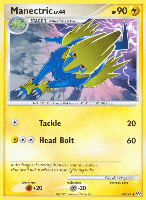 44, Fighting[+20], Lightning, Metal[-20], Normal, Platinum: Arceus, Reverse Holofoil, Uncommon Manectric (44/99) [Platinum: Arceus] - Trading Card World