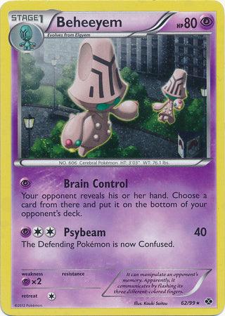 62, Black & White: Next Destinies, Holofoil, Psychic, Psychic[×2], Rare Beheeyem (62/99) (Cosmos Holo) [Black & White: Next Destinies] - Trading Card World