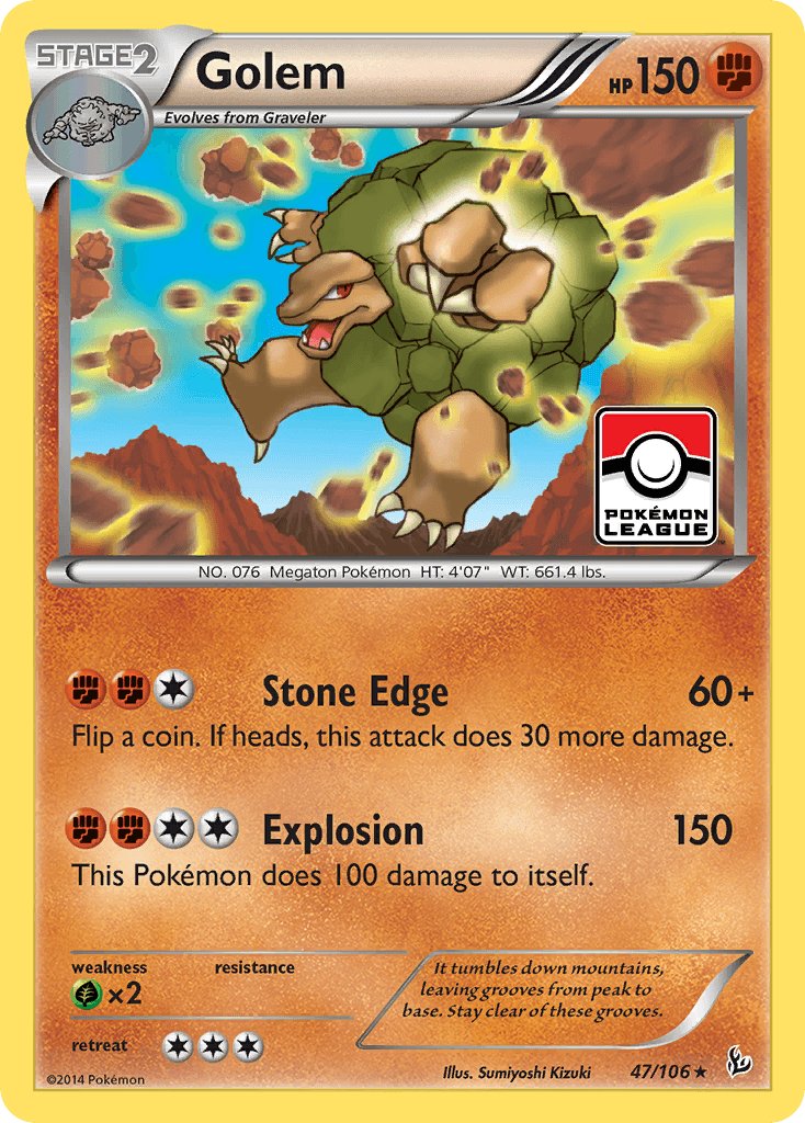 47, Fighting, Grass[×2], Normal, Rare, Reverse Holofoil, XY: Flashfire Golem (47/106) [XY: Flashfire] - Trading Card World