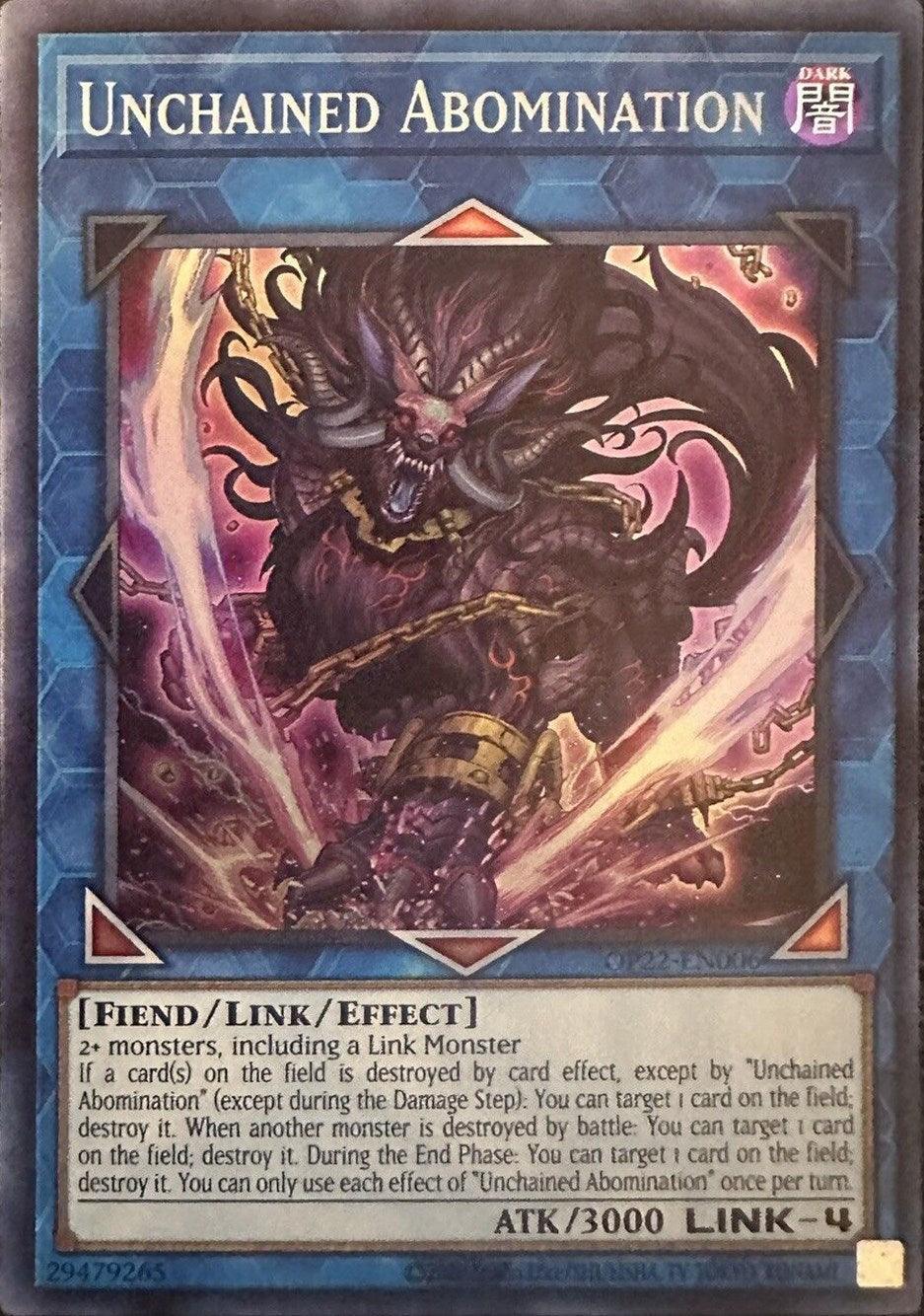 Dark, Fiend, Link/Effect Monster, OTS Tournament Pack 22, Super Rare, Unlimited Unchained Abomination [OP22-EN006] Super Rare - Trading Card World