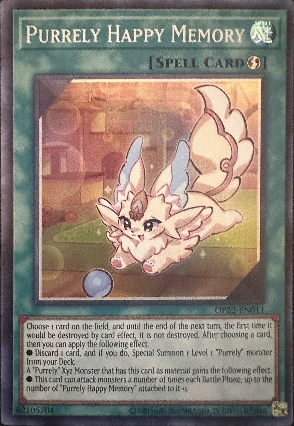 OTS Tournament Pack 22, Quick-Play Spell, Spell, Super Rare, Unlimited Purrely Happy Memory [OP22-EN011] Super Rare - Trading Card World