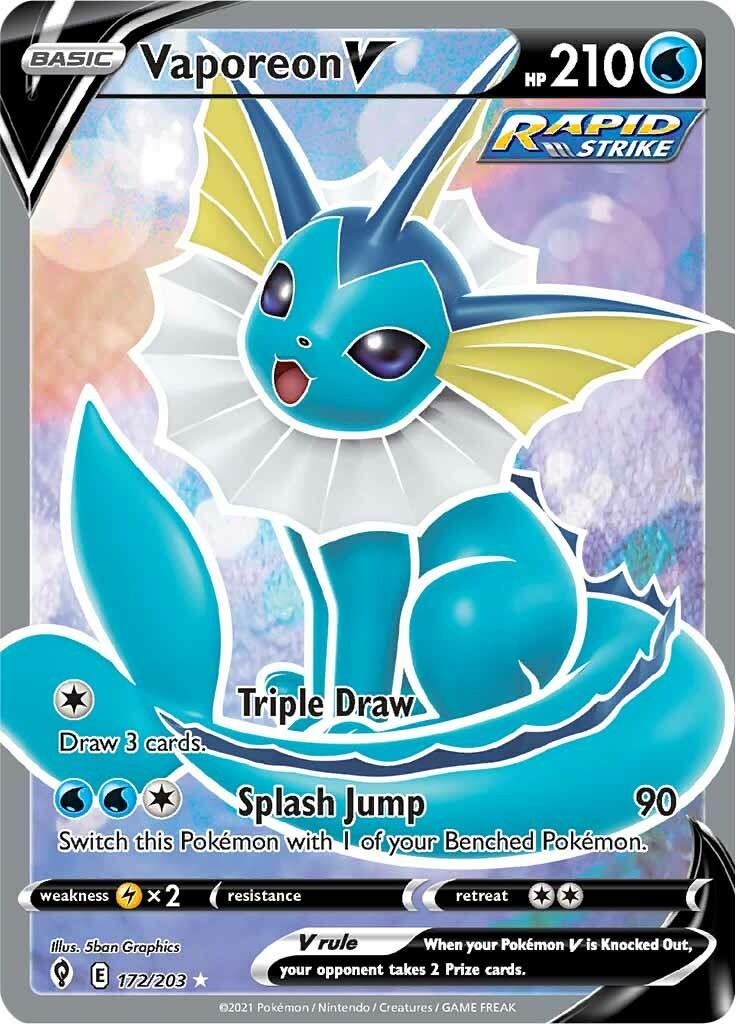 172, Holofoil, Lightning [x2], Sword & Shield: Evolving Skies, Ultra Rare, Water Vaporeon V (172/203) [Sword & Shield: Evolving Skies] - Trading Card World