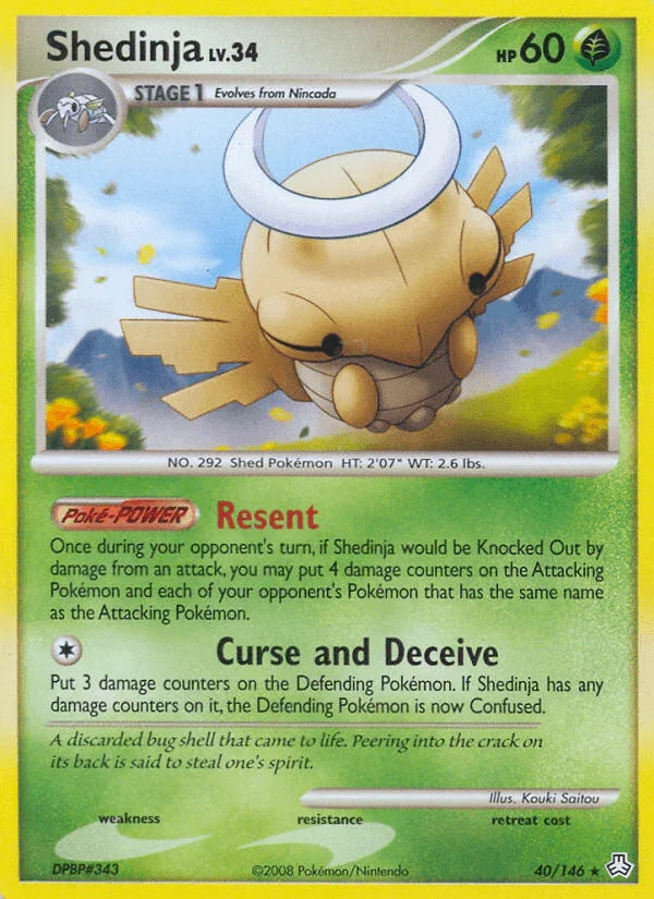 40, Diamond & Pearl: Legends Awakened, Grass, Normal, Rare, Reverse Holofoil Shedinja (40/146) [Diamond & Pearl: Legends Awakened] - Trading Card World