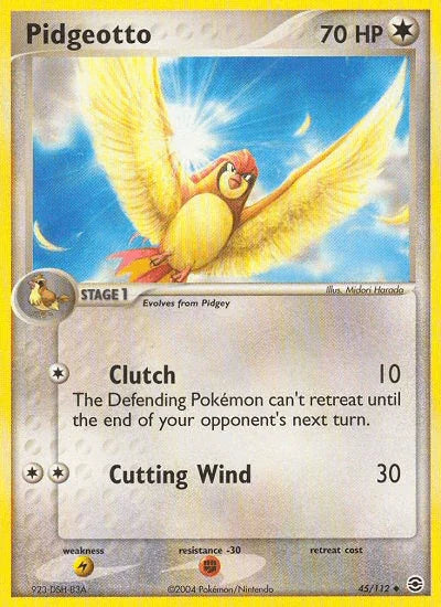 45, Colorless, EX: FireRed & LeafGreen, Fighting[-30], Lightning[×2], Normal, Reverse Holofoil, Uncommon Pidgeotto (45/112) [EX: FireRed & LeafGreen] - Trading Card World