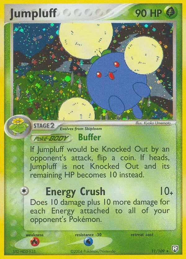 11, EX: Team Rocket Returns, Fire[×2], Grass, Holo Rare, Holofoil, Water[-30] Jumpluff (11/109) [EX: Team Rocket Returns] - Trading Card World