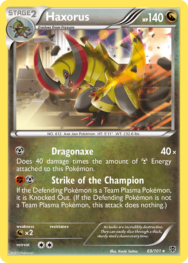69, Black & White: Plasma Blast, Dragon, Dragon[×2], Holo Rare, Holofoil, Reverse Holofoil Haxorus (69/101) [Black & White: Plasma Blast] - Trading Card World