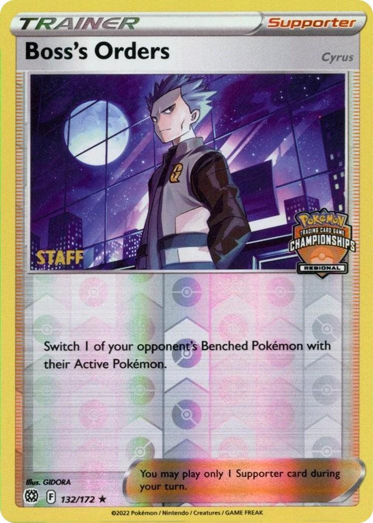 132, Promo, Reverse Holofoil, Supporter, Sword & Shield: Brilliant Stars Boss's Orders (132/172) (Regional Championship Promo) (Staff) [Sword & Shield: Brilliant Stars] - Trading Card World