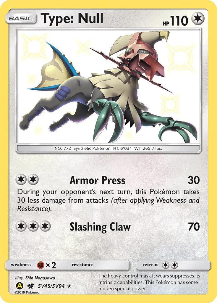 Colorless, Fighting[×2], Holofoil, Sun & Moon: Hidden Fates - Shiny Vault, SV45, Ultra Rare Type: Null (SV45/SV94) [Sun & Moon: Hidden Fates - Shiny Vault] - Trading Card World