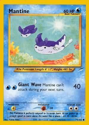 74, Common, Fighting[-30], Lightning[×2], Neo Destiny Unlimited, Normal, Water Mantine (74/105) [Neo Destiny Unlimited] - Trading Card World