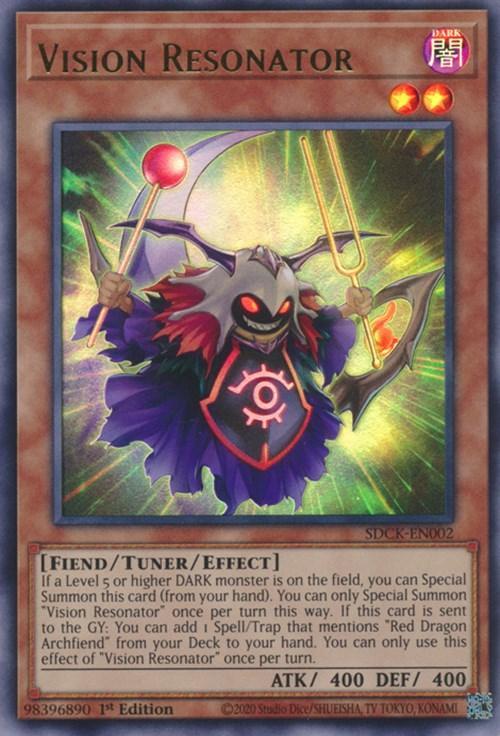 1st Edition, Dark, Fiend, Structure Deck: The Crimson King, Tuner/Effect Monster, Ultra Rare Vision Resonator [SDCK-EN002] Ultra Rare - Trading Card World