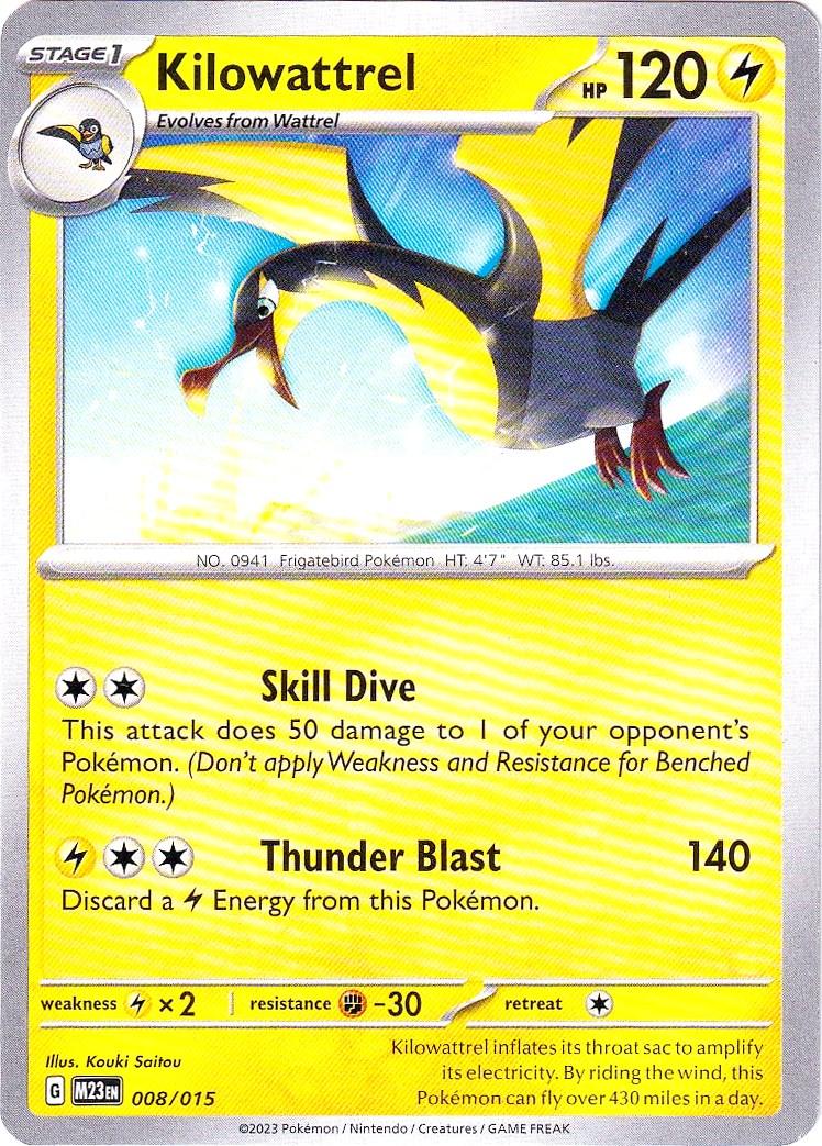 008, Fighting [-30], Lightning, Lightning [x2], McDonald's Promos: 2023 Collection, Normal, Promo Kilowattrel (008/015) [McDonald's Promos: 2023 Collection] - Trading Card World
