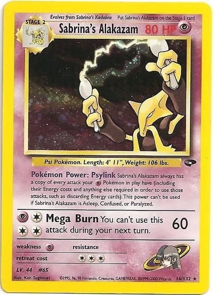 16, Gym Challenge Unlimited, Holo Rare, Holofoil, Psychic, Psychic[×2] Sabrina's Alakazam (16/132) [Gym Challenge Unlimited] - Trading Card World