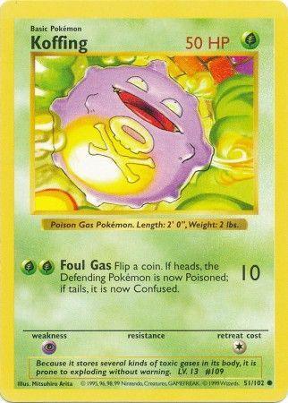 51, Base Set Shadowless Unlimited, Common, Grass, Normal, Psychic[×2] Koffing (51/102) [Base Set Shadowless Unlimited] - Trading Card World
