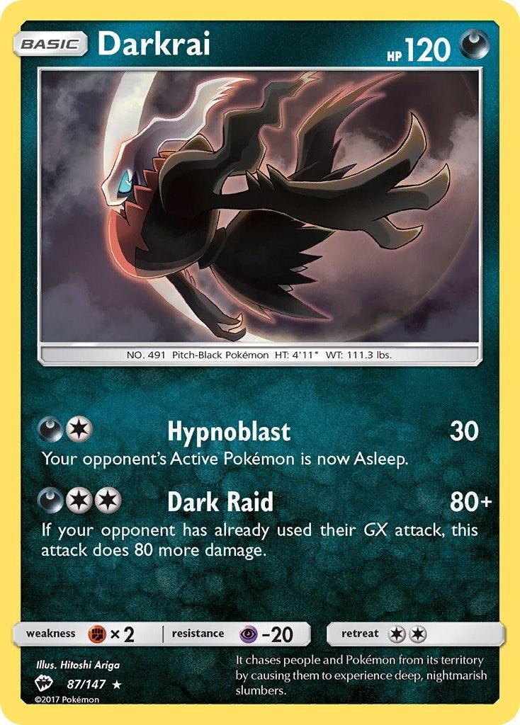 87, Darkness, Fighting[×2], Holo Rare, Holofoil, Psychic[-20], Reverse Holofoil, Sun & Moon: Burning Shadows Darkrai (87/147) [Sun & Moon: Burning Shadows] - Trading Card World