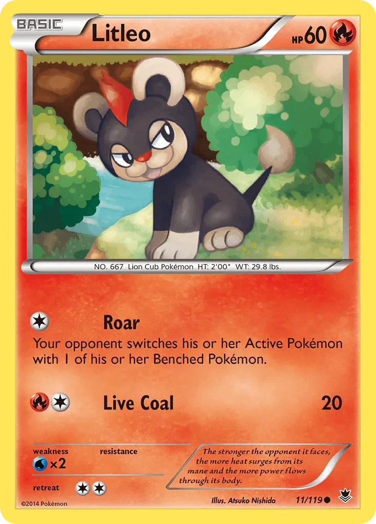 11, Common, Fire, Normal, Reverse Holofoil, Water[×2], XY: Phantom Forces Litleo (11/119) [XY: Phantom Forces] - Trading Card World