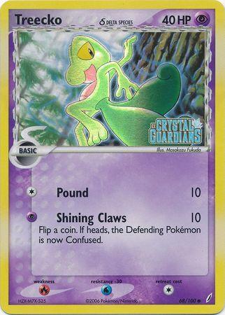 68, Common, EX: Crystal Guardians, Fire[×2], Psychic, Reverse Holofoil, Water[-30] Treecko (68/100) (Delta Species) (Stamped) [EX: Crystal Guardians] - Trading Card World