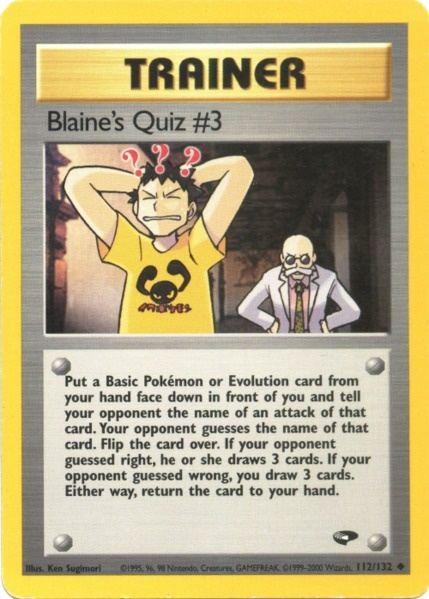 112, Gym Challenge Unlimited, Normal, Trainer, Uncommon Blaine's Quiz #3 (112/132) [Gym Challenge Unlimited] - Trading Card World