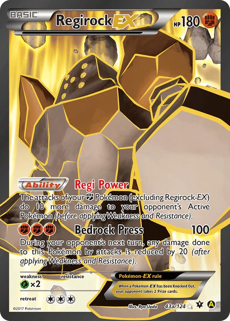 43a, Alternate Art Promos, Fighting, Grass [x2], Holofoil, Promo Regirock EX (43a/124) [Alternate Art Promos] - Trading Card World