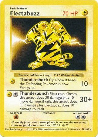 20, Base Set Shadowless Unlimited, Fighting[×2], Lightning, Normal, Rare Electabuzz (20/102) [Base Set Shadowless Unlimited] - Trading Card World