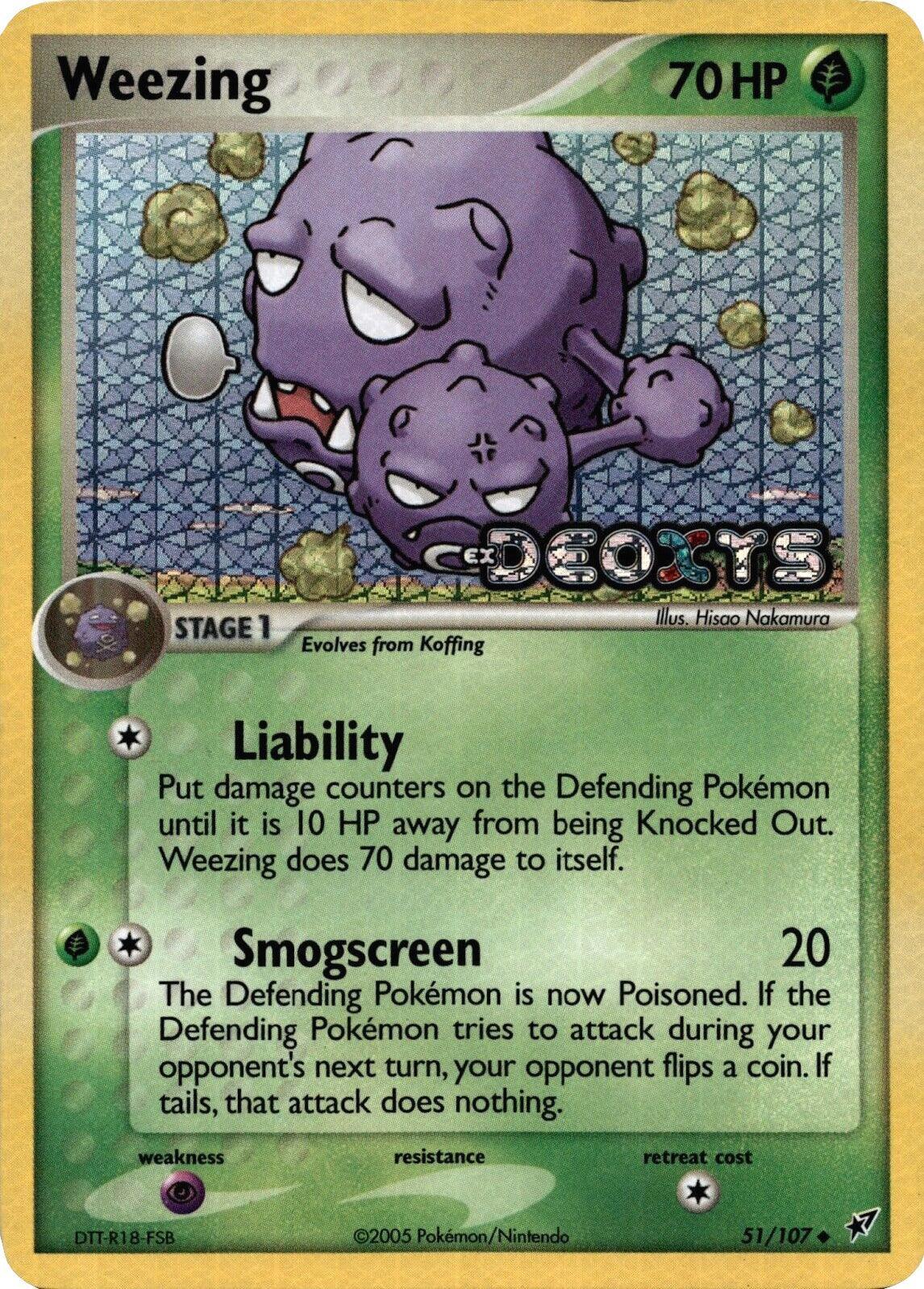 51, EX: Deoxys, Grass, Psychic[×2], Reverse Holofoil, Uncommon Weezing (51/107) (Stamped) [EX: Deoxys] - Trading Card World