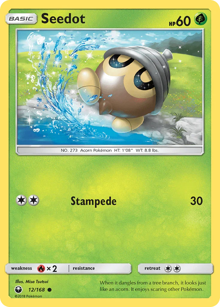 12, Common, Fire[×2], Grass, Normal, Reverse Holofoil, Sun & Moon: Celestial Storm Seedot (12/168) [Sun & Moon: Celestial Storm] - Trading Card World