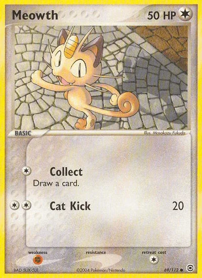 69, Colorless, Common, EX: FireRed & LeafGreen, Fighting[×2], Normal, Reverse Holofoil Meowth (69/112) [EX: FireRed & LeafGreen] - Trading Card World