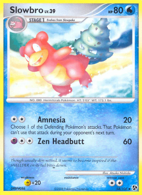 54, Diamond & Pearl: Great Encounters, Lightning[+20], Normal, Reverse Holofoil, Uncommon, Water Slowbro (54/106) [Diamond & Pearl: Great Encounters] - Trading Card World