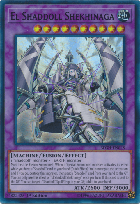 1st Edition, Earth, Fusion/Effect Monster, Machine, Structure Deck: Shaddoll Showdown, Super Rare, Unlimited El Shaddoll Shekhinaga [SDSH-EN048] Super Rare - Trading Card World