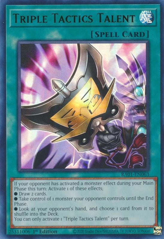1st Edition, Normal Spell, Rarity Collection (25th Anniversary Edition), Spell, Ultra Rare Triple Tactics Talent [RA01-EN063] Ultra Rare - Trading Card World
