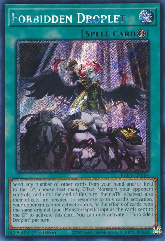 1st Edition, Platinum Secret Rare, Quick-Play Spell, Rarity Collection (25th Anniversary Edition), Spell Forbidden Droplet [RA01-EN064] Platinum Secret Rare - Trading Card World