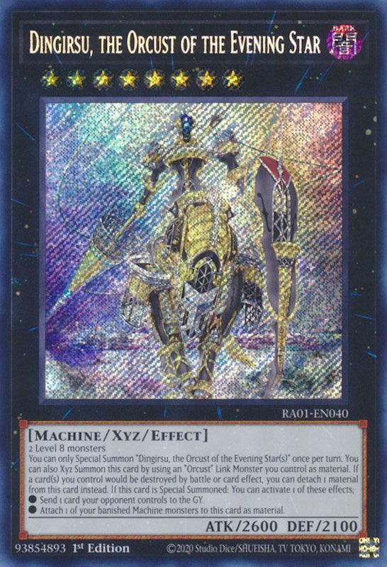 1st Edition, Dark, Machine, Rarity Collection (25th Anniversary Edition), Secret Rare, Xyz/Effect Monster Dingirsu, the Orcust of the Evening Star [RA01-EN040] Secret Rare - Trading Card World