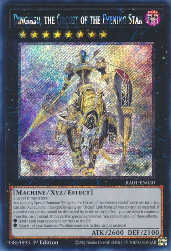 1st Edition, Dark, Machine, Platinum Secret Rare, Rarity Collection (25th Anniversary Edition), Xyz/Effect Monster Dingirsu, the Orcust of the Evening Star [RA01-EN040] Platinum Secret Rare - Trading Card World