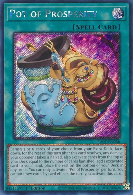 1st Edition, Normal Spell, Platinum Secret Rare, Rarity Collection (25th Anniversary Edition), Spell Pot of Prosperity [RA01-EN066] Platinum Secret Rare - Trading Card World