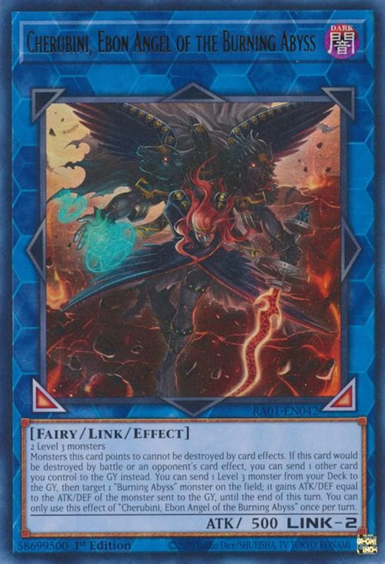 1st Edition, Dark, Fairy, Link/Effect Monster, Rarity Collection (25th Anniversary Edition), Ultra Rare Cherubini, Ebon Angel of the Burning Abyss [RA01-EN042] Ultra Rare - Trading Card World