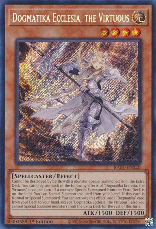 1st Edition, Effect Monster, Light, Rarity Collection (25th Anniversary Edition), Secret Rare, Spellcaster Dogmatika Ecclesia, the Virtuous [RA01-EN020] Secret Rare - Trading Card World