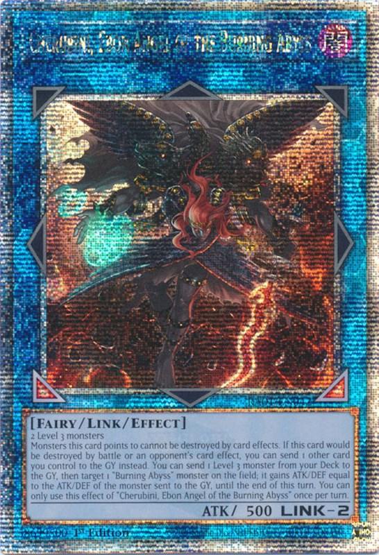 1st Edition, Dark, Fairy, Link/Effect Monster, Quarter Century Secret Rare, Rarity Collection (25th Anniversary Edition) Cherubini, Ebon Angel of the Burning Abyss [RA01-EN042] Quarter Century Secret Rare - Trading Card World