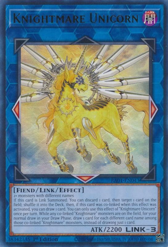 1st Edition, Dark, Fiend, Link/Effect Monster, Rarity Collection (25th Anniversary Edition), Ultra Rare Knightmare Unicorn [RA01-EN043] Ultra Rare - Trading Card World