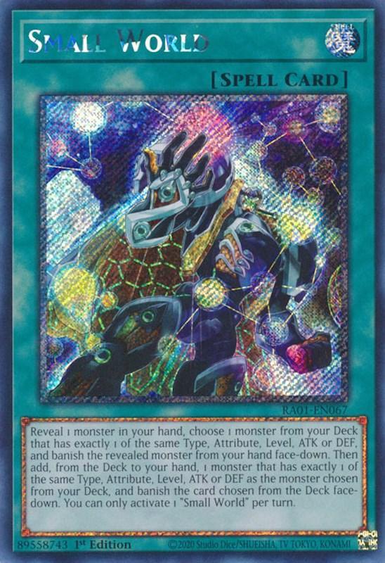 1st Edition, Normal Spell, Platinum Secret Rare, Rarity Collection (25th Anniversary Edition), Spell Small World [RA01-EN067] Platinum Secret Rare - Trading Card World