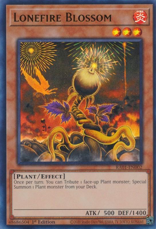 1st Edition, Effect Monster, Fire, Plant, Rarity Collection (25th Anniversary Edition), Ultra Rare Lonefire Blossom [RA01-EN002] Ultra Rare - Trading Card World